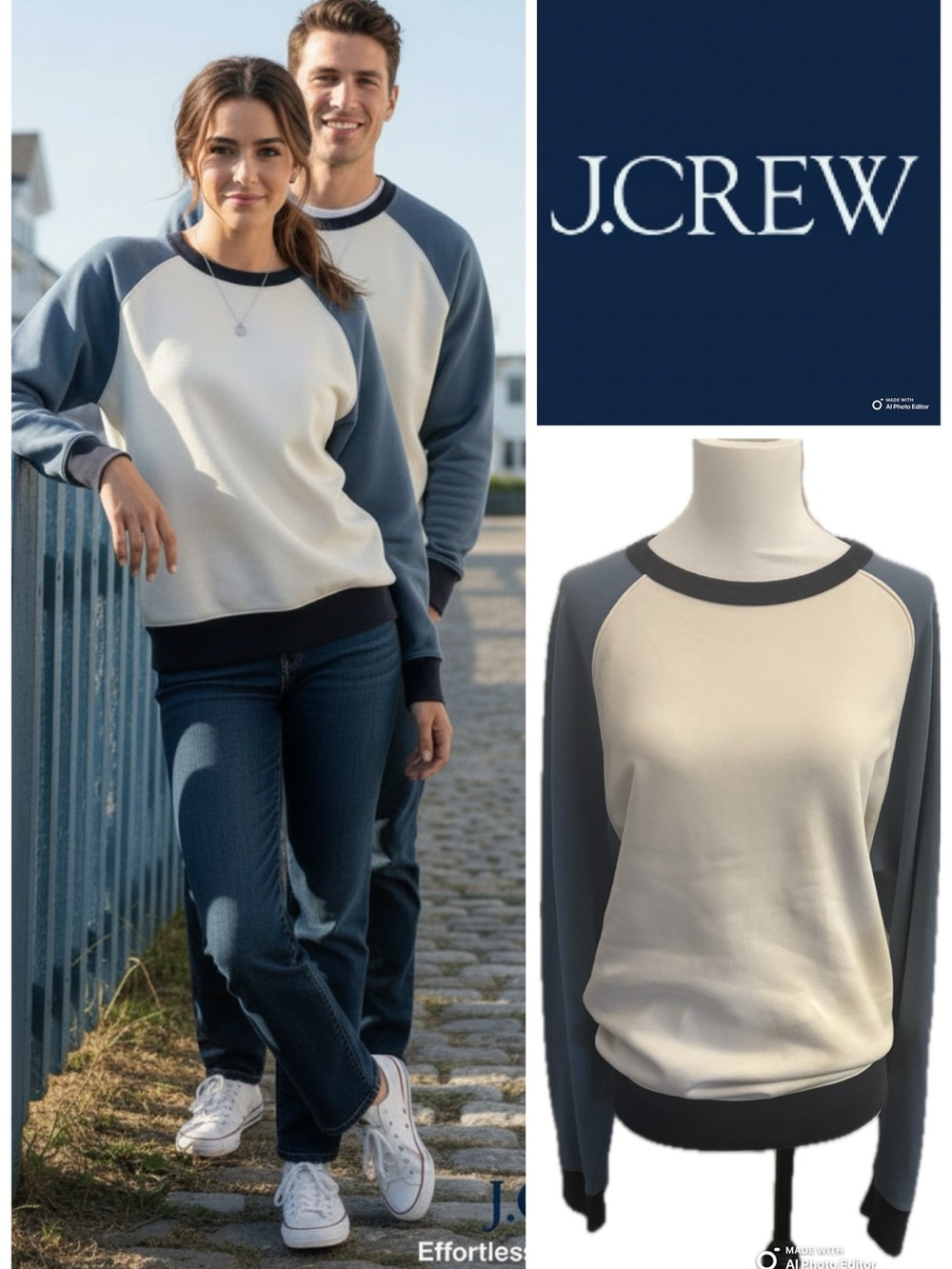 J.Crew Unisex Raglan Baseball Sweatshirt Women's XL / Large Oversized